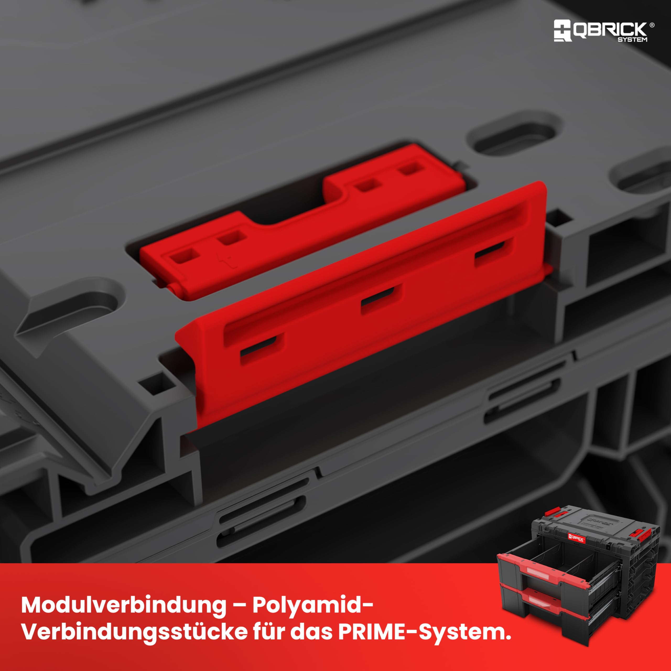 Qbrick System Skrzynka narzędziowa pusta – 2 szuflady – skrzynka na narzędzia – mobilny adapter na kółkach – 542 x 335 x 369 mm – czarna