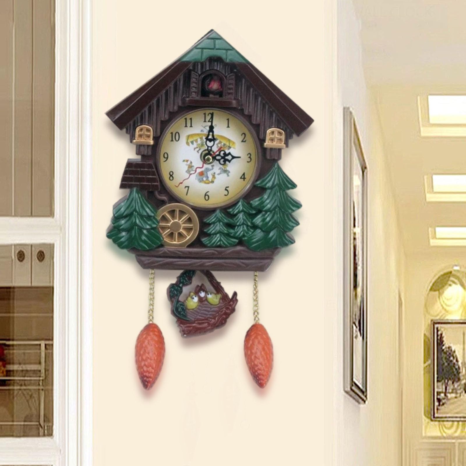 Orologio A Cucù Moderno Con Quadrante Rosso - Bianco E Nero, Decorazione Parete Originale - Foto 11