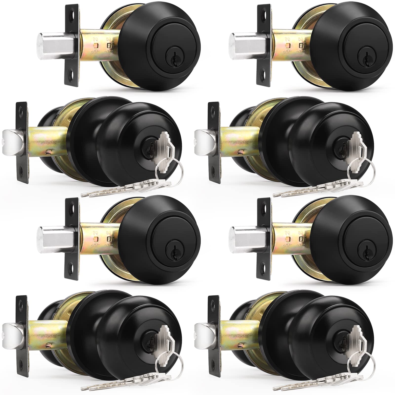 Probrico Matte Black Door Knob & Deadbolt Set -8