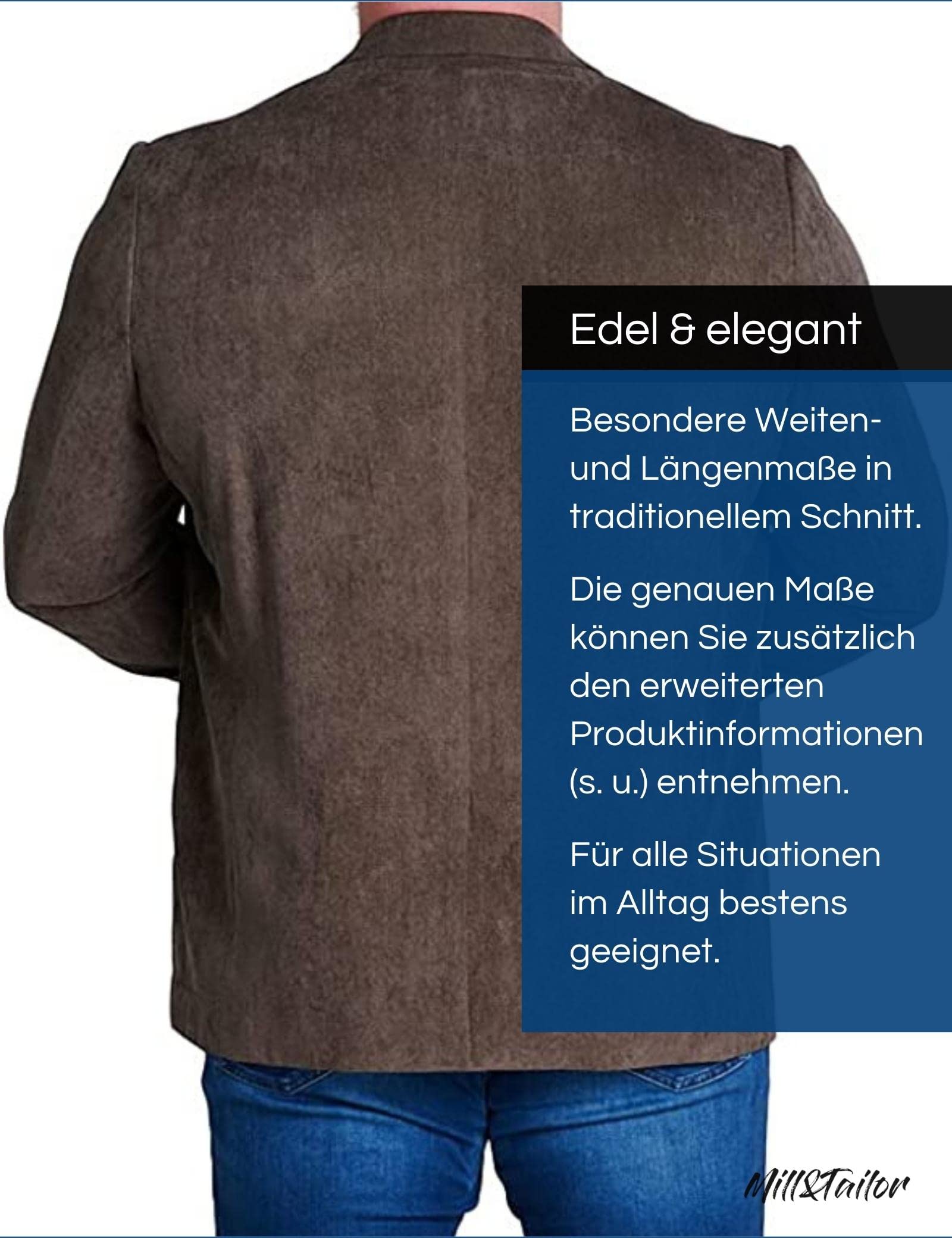 Mill&Tailor Herren Sakko Braun I Jackett für Männer I Einreiher Sakko I Modern & Sportlich I Sakko für Hochzeit & Business I Herrensakko für kräftige Männer