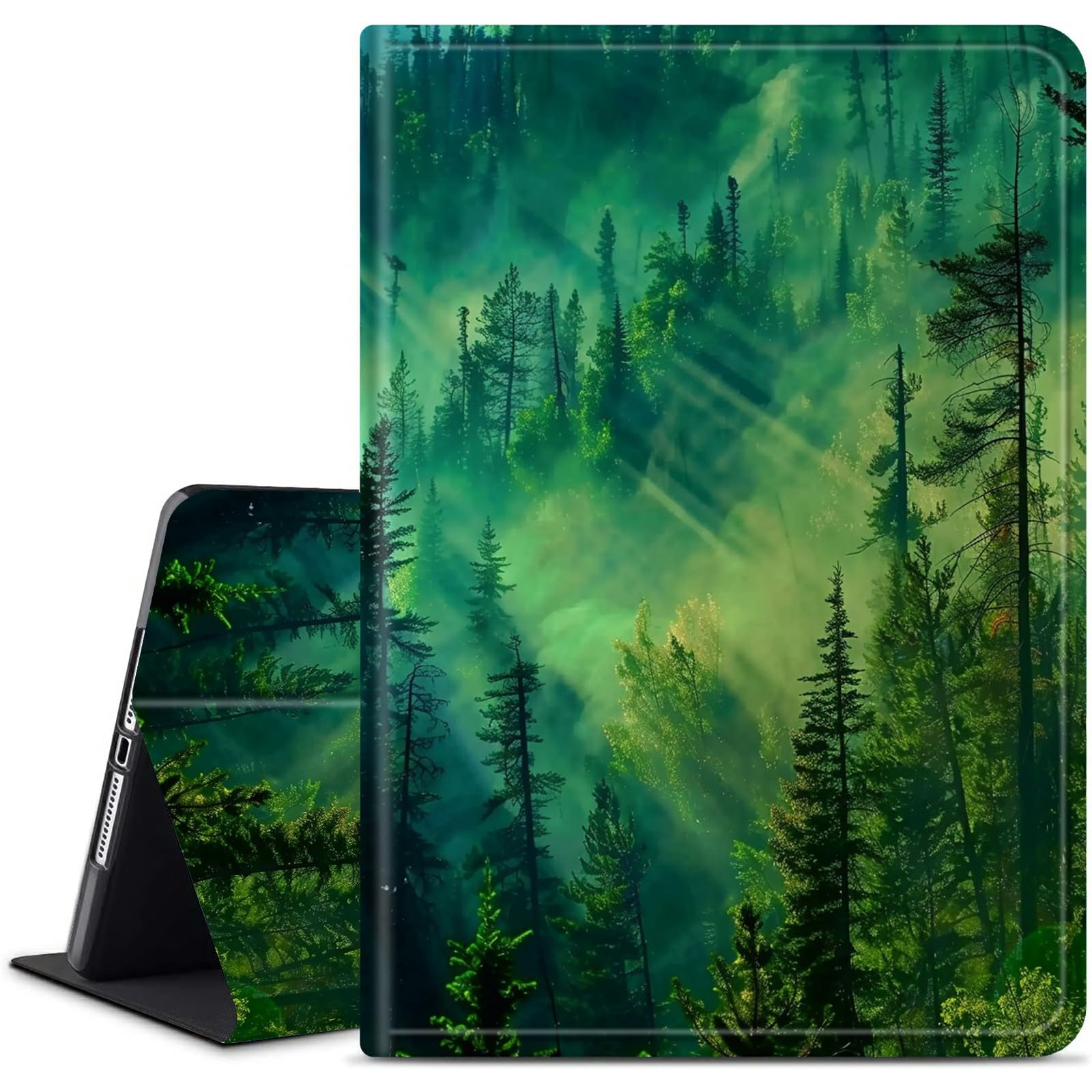 Dikoer for Amazon Kindle Fire HD 10 & HD 10 Plus 10.1" Kickstand Case (13th Generation 2023 Release), PU Leather Multiple Viewing Angles Stand Smart Cover with Auto Wake/Sleep, Forest