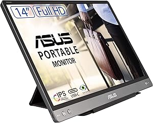 ASUS ZenScreen MB14AC 14″ FullHD Portable Monitor (1920×1080, IPS, Hybrid Signal Solution, USB Type C, Flicker-free, Blue …