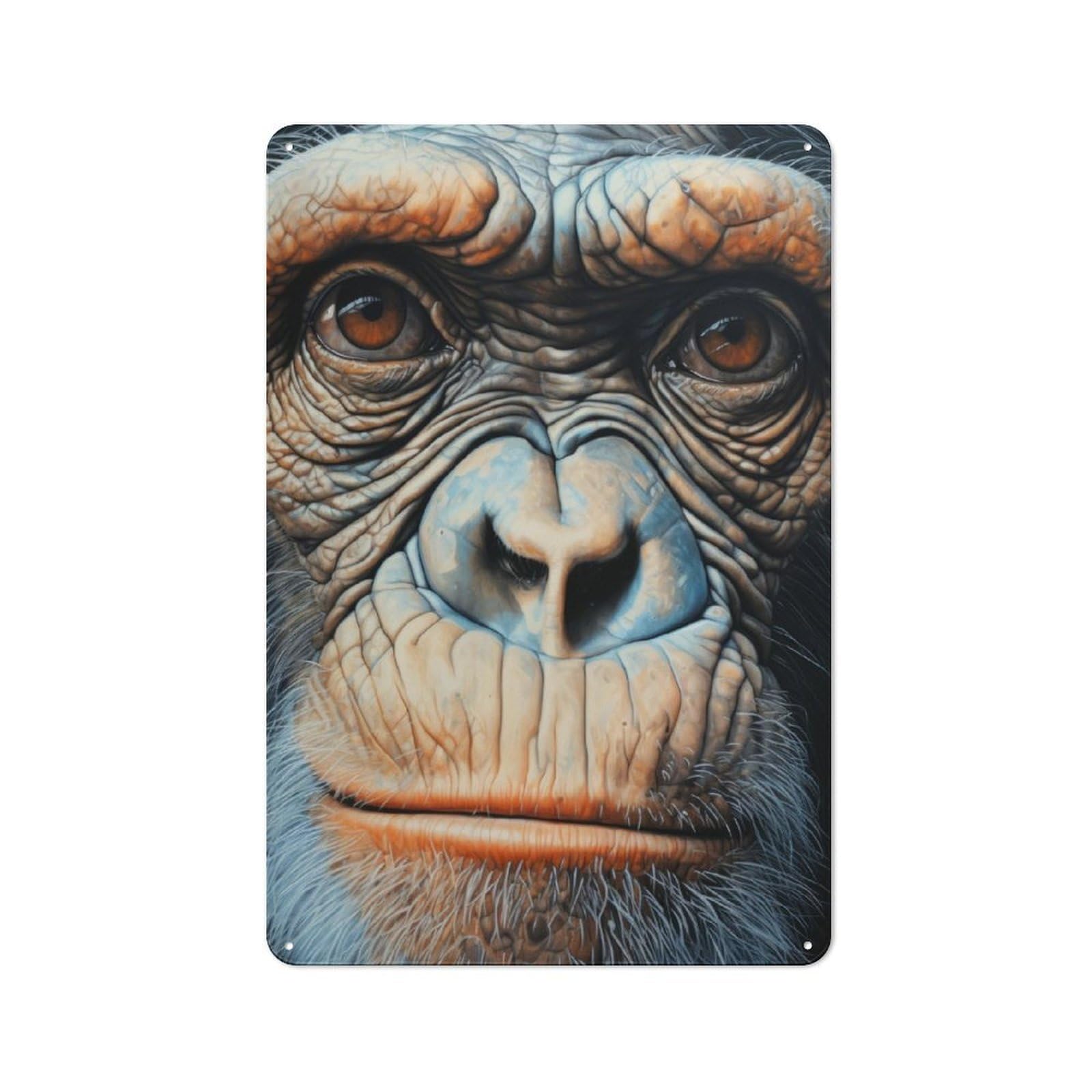 Junmoney Chimpanzee Portrait Vintage Metal Plaque 30X20cm For Workshop Wall, For Kitchen And Home Bar Decor, For Home Office And Studio Walls