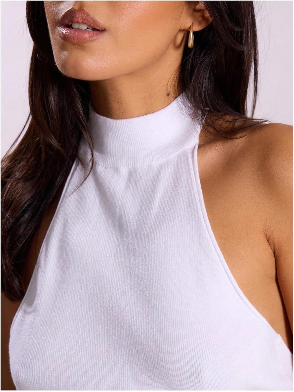 MakeMeChic Women's Y2k Halter Mock Neck Top Going Out Sleeveless Backless Knit Top - Image 4