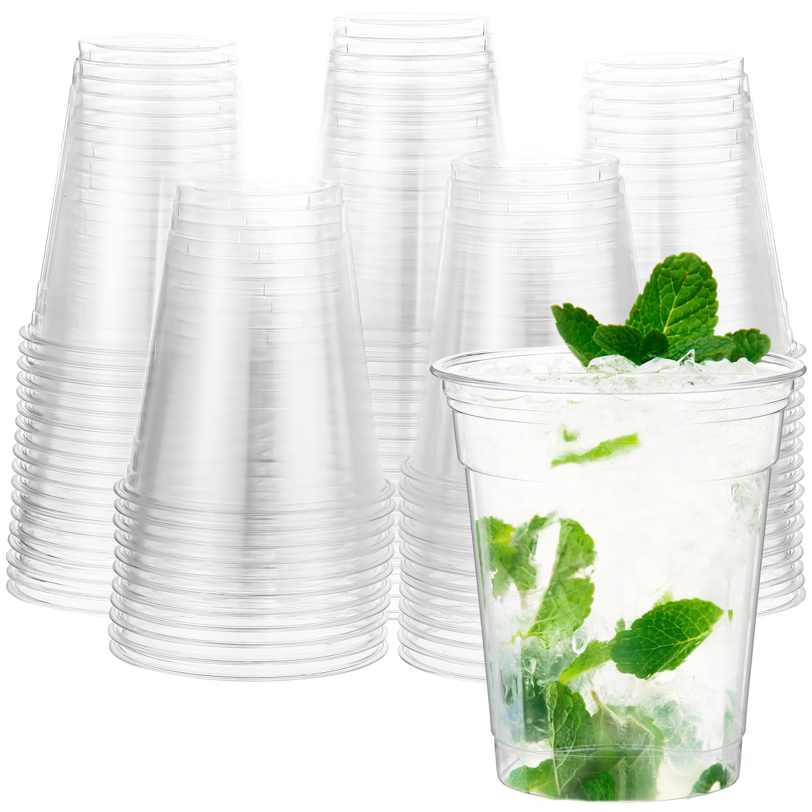 Yaomiao 100 Pcs Clear Commercially Cold Cups Disposable Party Cups Plant Based Drinking Container for Beer Water Weddings Graduation Supplies(12 oz)