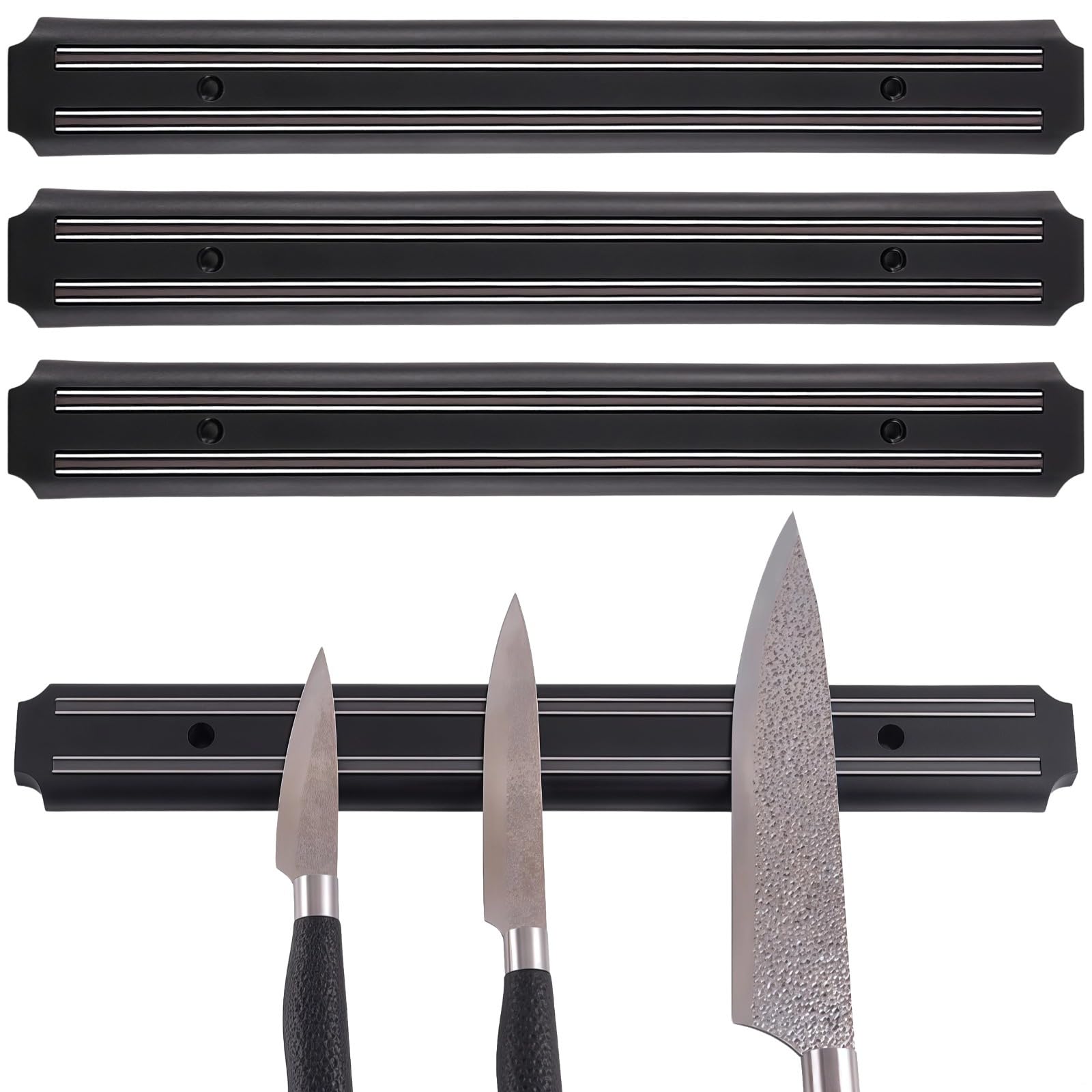 Attachment Force Werkzeughalterleiste, 4 Stück, 33 cm, Grill-Werkzeugständer, Kunststoff, schwarz, Küchenzubehör, mit Schrauben
