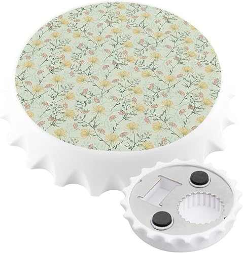 Miniatura 1 de Imanes para abridor de botellas de cerveza con flores de diente de león, diseño rústico de plantas florales amarillas, adhesivo magnético fuerte