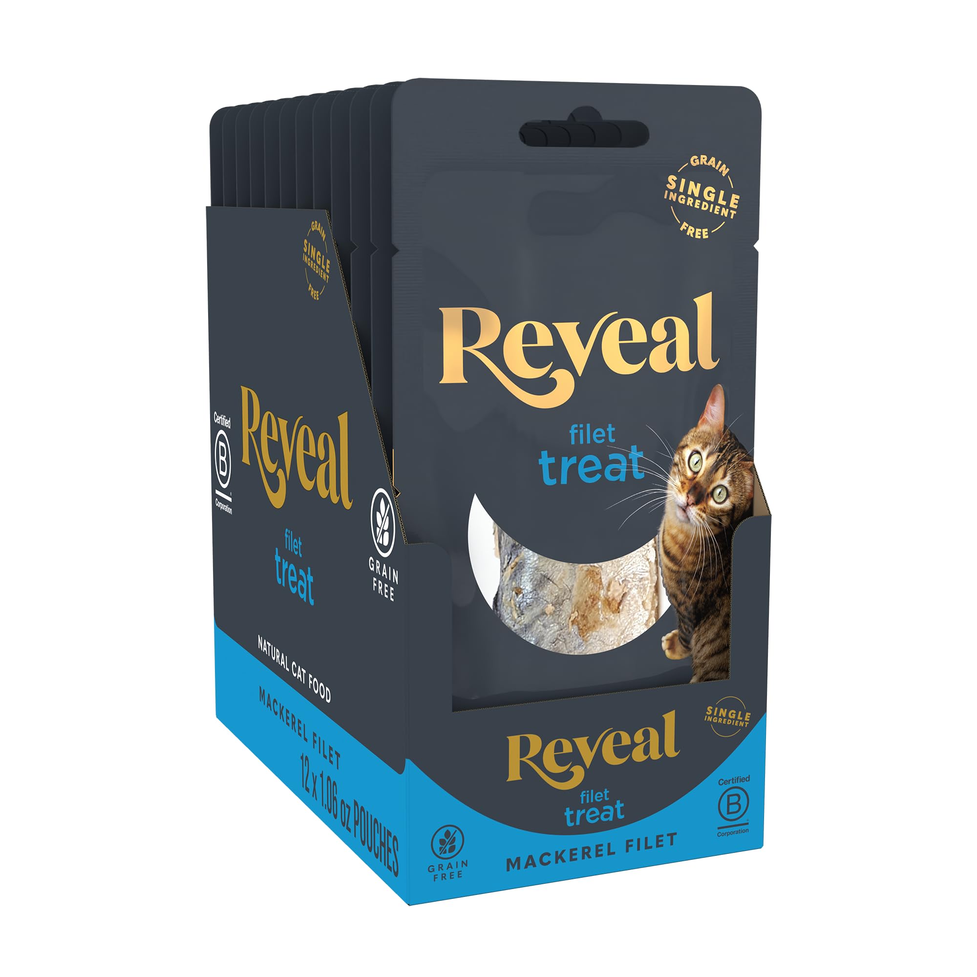 Reveal Whole Mackerel Filet Cat Treats 12-Pack 1.06 oz Loins