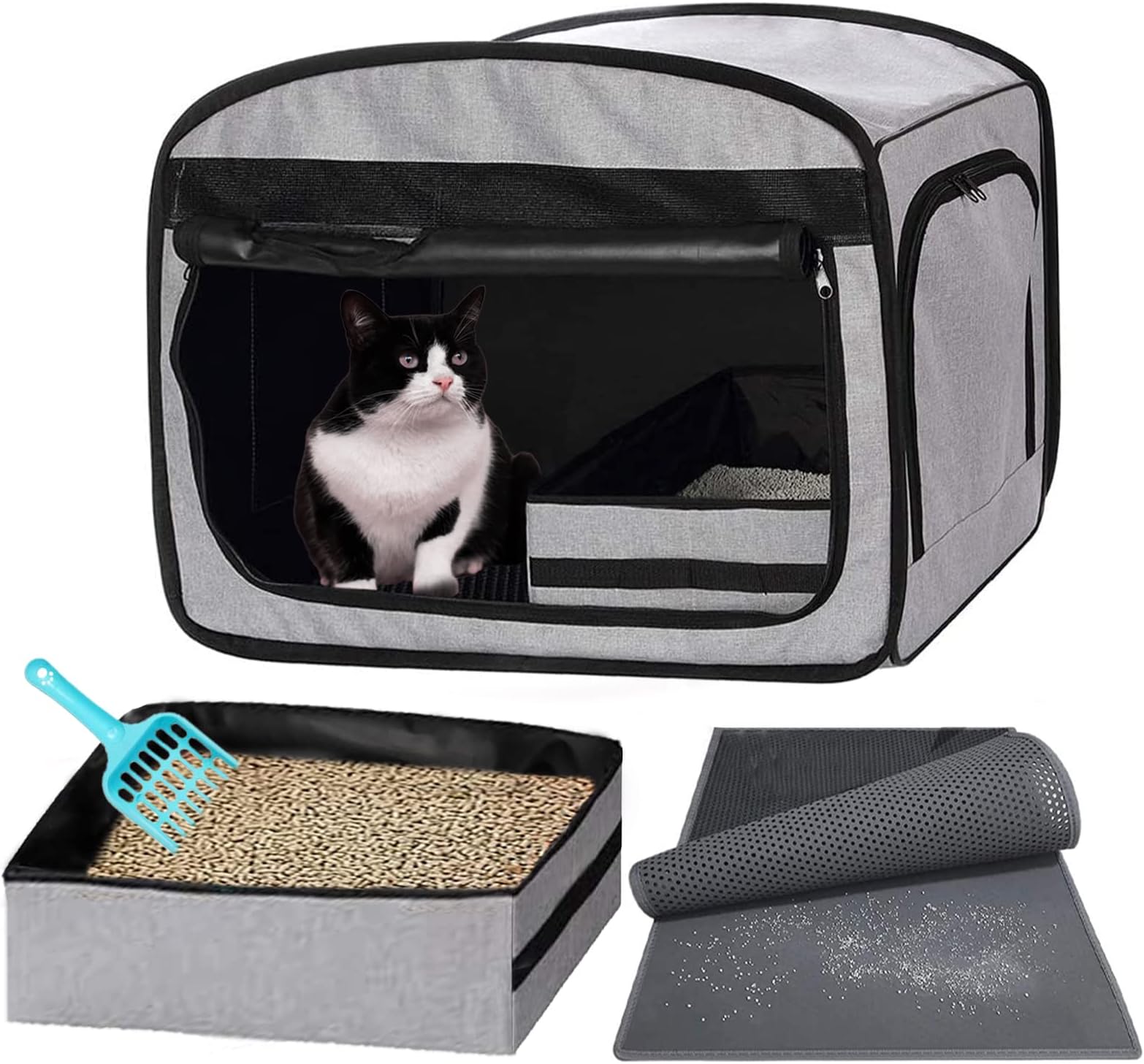 Cabinet Furniture for Cat,Cat Cage，Condo with Portable Litter Boxes, Collapsible Kennel, Litter Box enclosures