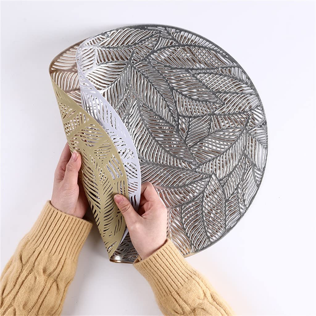 Moderno Estilo escandinavo Redondo PVC Estampado en Caliente manteles Individuales Huecos Hojas Gruesas Posavasos de té Decorativos