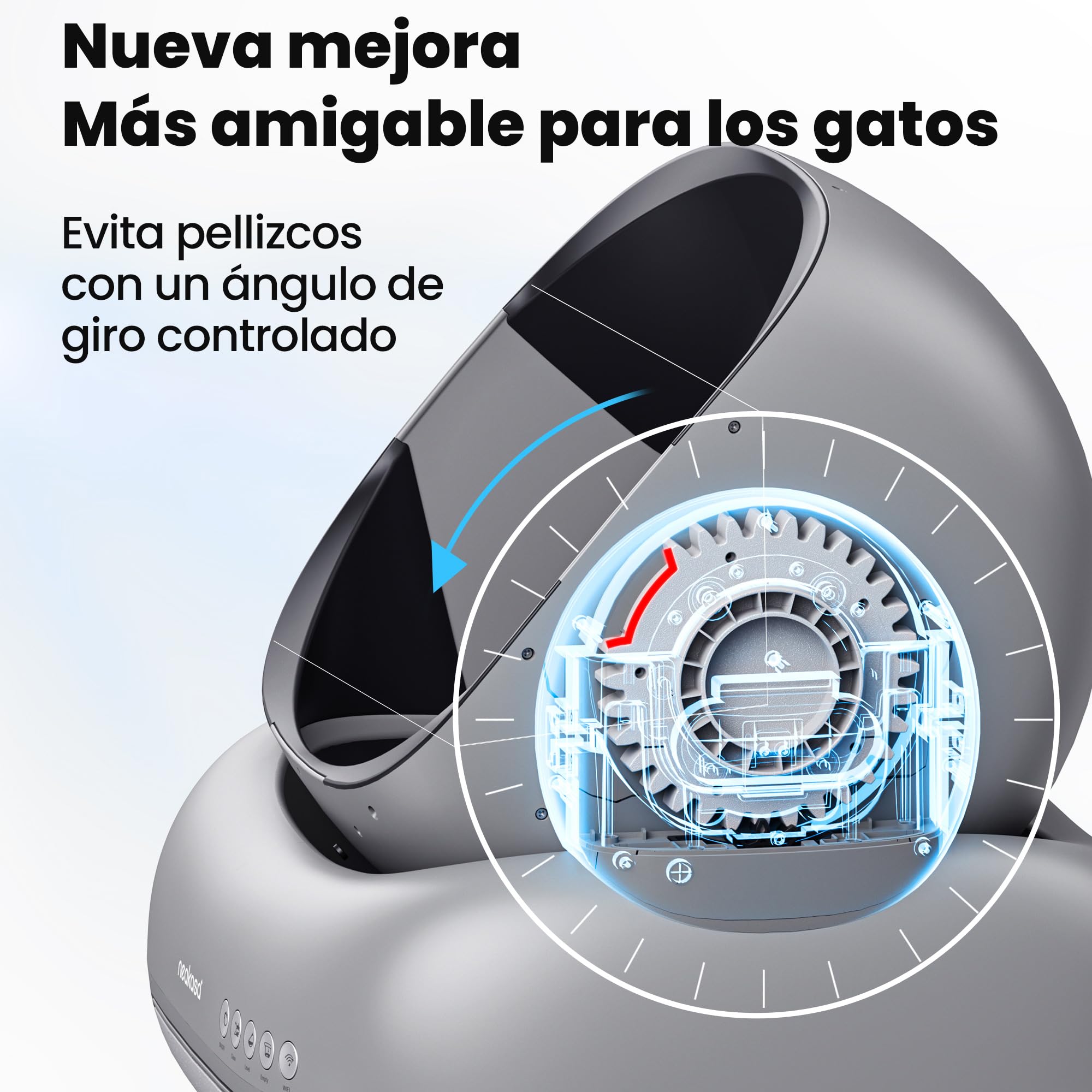 Neakasa M1 Arenero Gatos autolimpiable con diseño Abierto, Capacidad XXL, Control por App, Seguro, Limpieza rápida, sin olores e higiénico, Adecuado para hogares con Varios Gatos, Gris