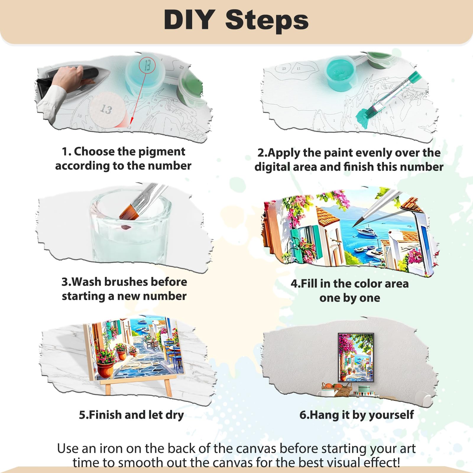 Kit Dipingi Con I Numeri MEIYUDA Per Adulti, Montagne Colorate Su Tela 30x40cm Con Cornice, Colori Acrilici E Pennelli Inclusi