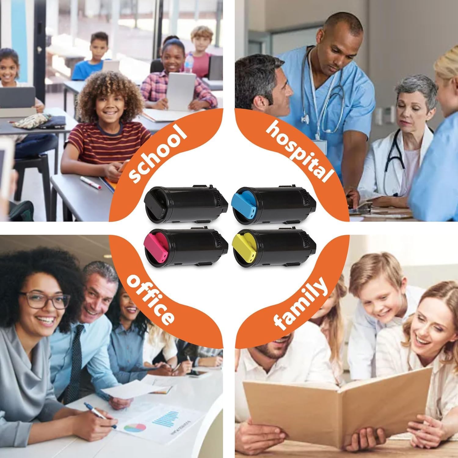 VersaLink C500 / C505 Extra High Capacity Toner Cartridge (4-Pack, Black/Cyan/Magenta/Yellow): 106R03869 106R03866 106R03867 106R03868 Toner Cartridge Replacement for Xerox VersaLink C500 C505 Printer