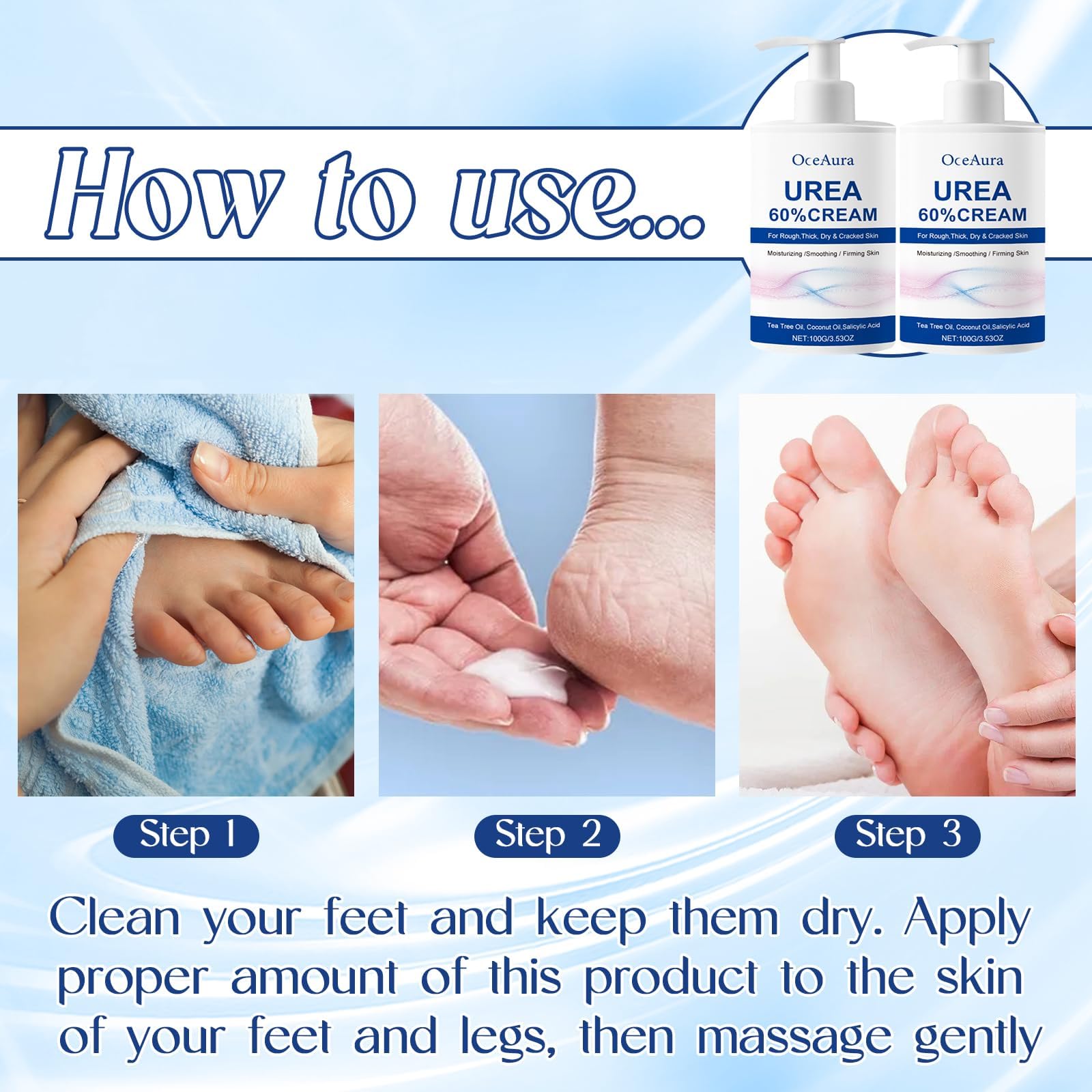 Crema Urea 2PCS, Urea Piedi, Piedi Arricchita con, Crema piedi secchi screpolati, per Mani, Talloni, Gomiti, Unghie e Ginocchia