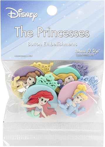 Dress It Up 7745 Adornos de botones de Disney, surtido de princesas