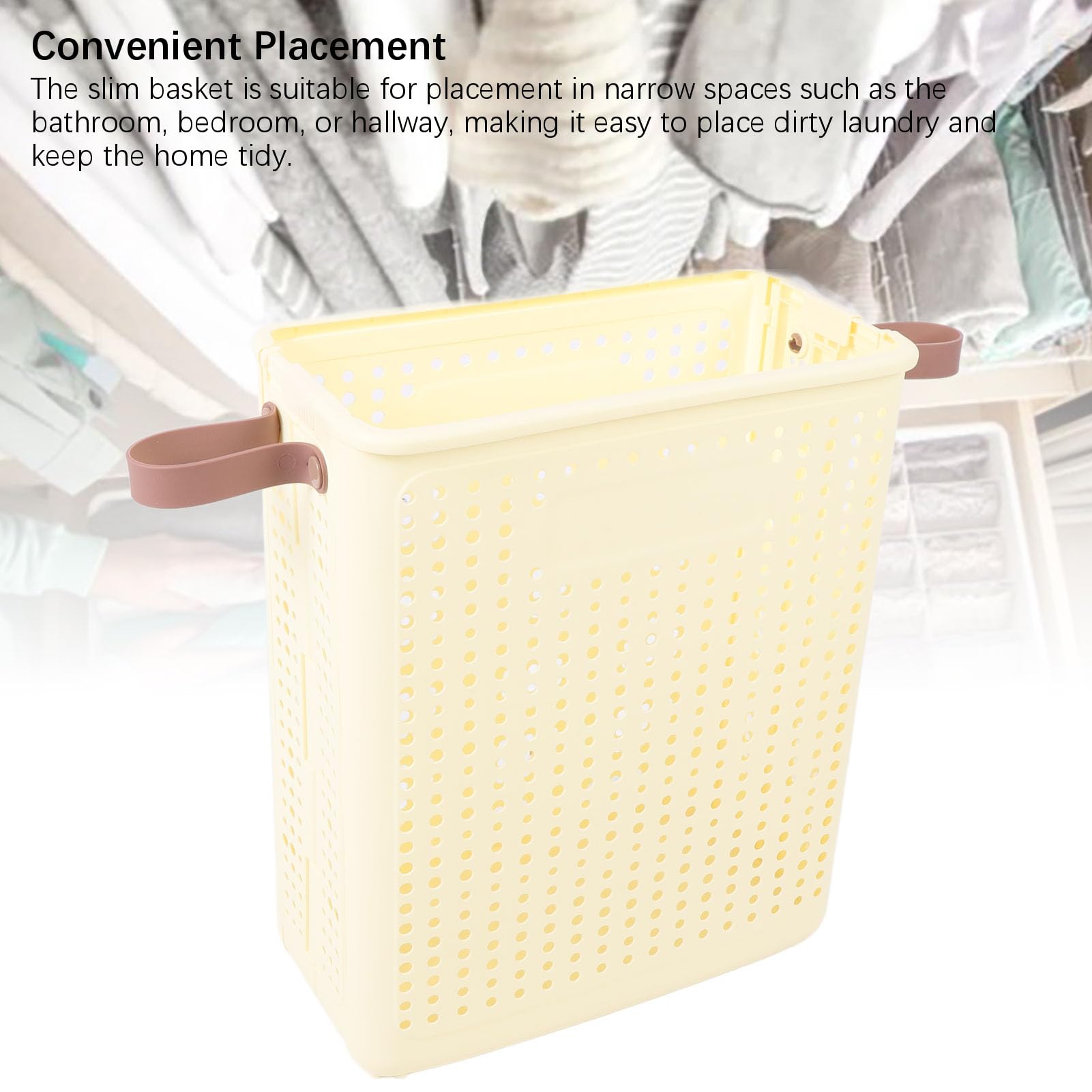 Cesto Portabiancheria Sottile Pieghevole Elegante Salvaspazio in Plastica PP per Angoli Stretti, Bagno, Camera da Letto (Niente ruote)