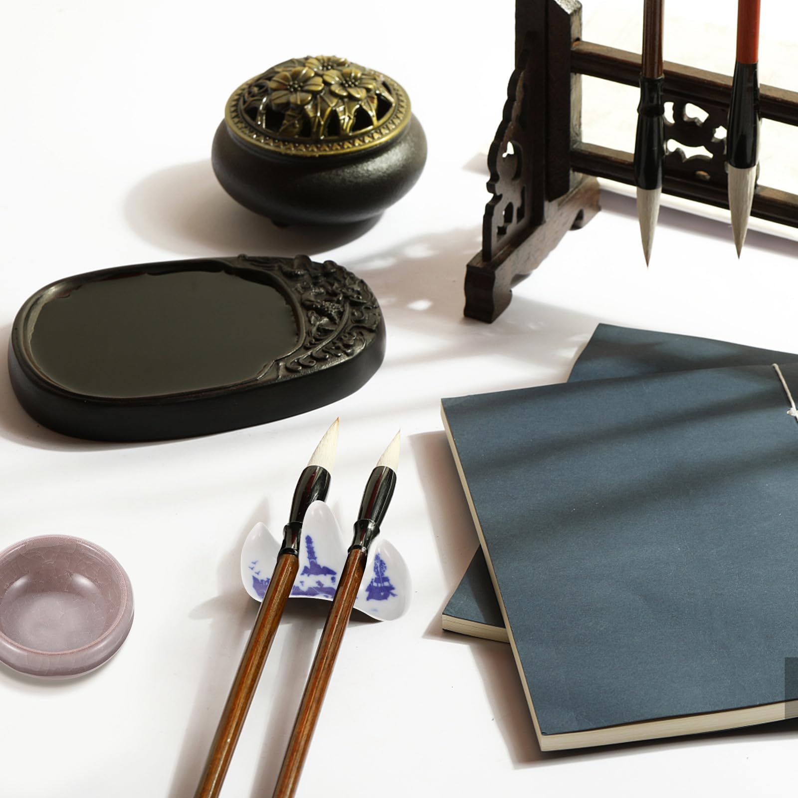 Operitacx Chinesisches Kalligraphie Pinselset und Wolfshaar für Anfänger Geeignet für Kalligraphie Traditionelles Vier Schätze Lernset für Studierende