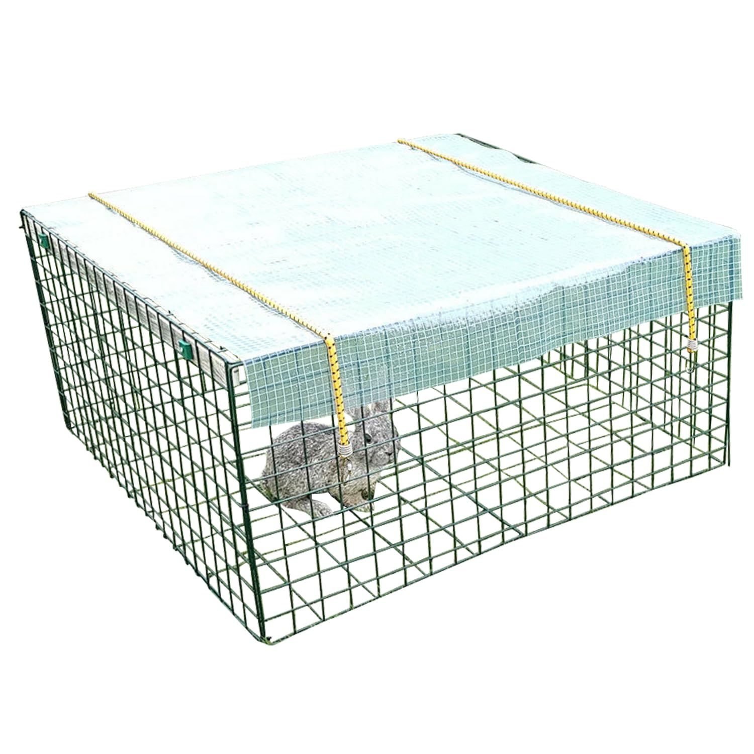 P Dot Wolf Rabbit Run - 1m x 2m Foldable Rabbit Playpen with Floor and Cover - Large Rabbit Cage - Metal Fence Panels for Bunnies - Small Animal Playpen - Large Rabbit Hutch - Outdoor Rabbit Run