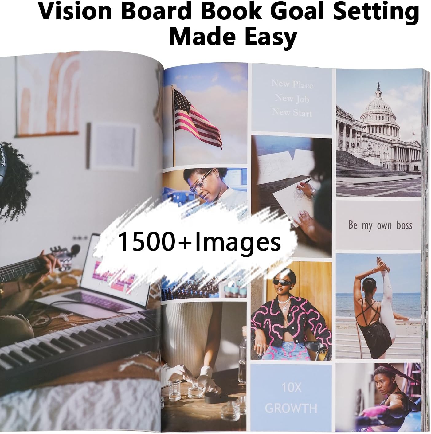 Vision Board Book for Black Women - 1500+ Vision Board Supplies, 168 Pages Inspirational Pictures & Quotes for Vision Board Kit&Clip Art, Dream Board and Collage Book for Goal Setting - Image 2