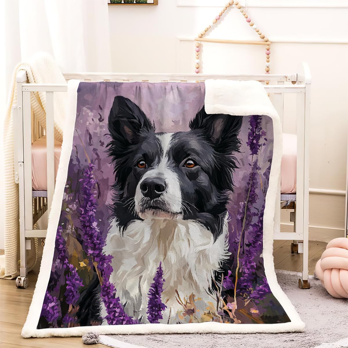 Couverture Border Collie 3D chaude de 130x150 cm pour cocooning dans la chambre