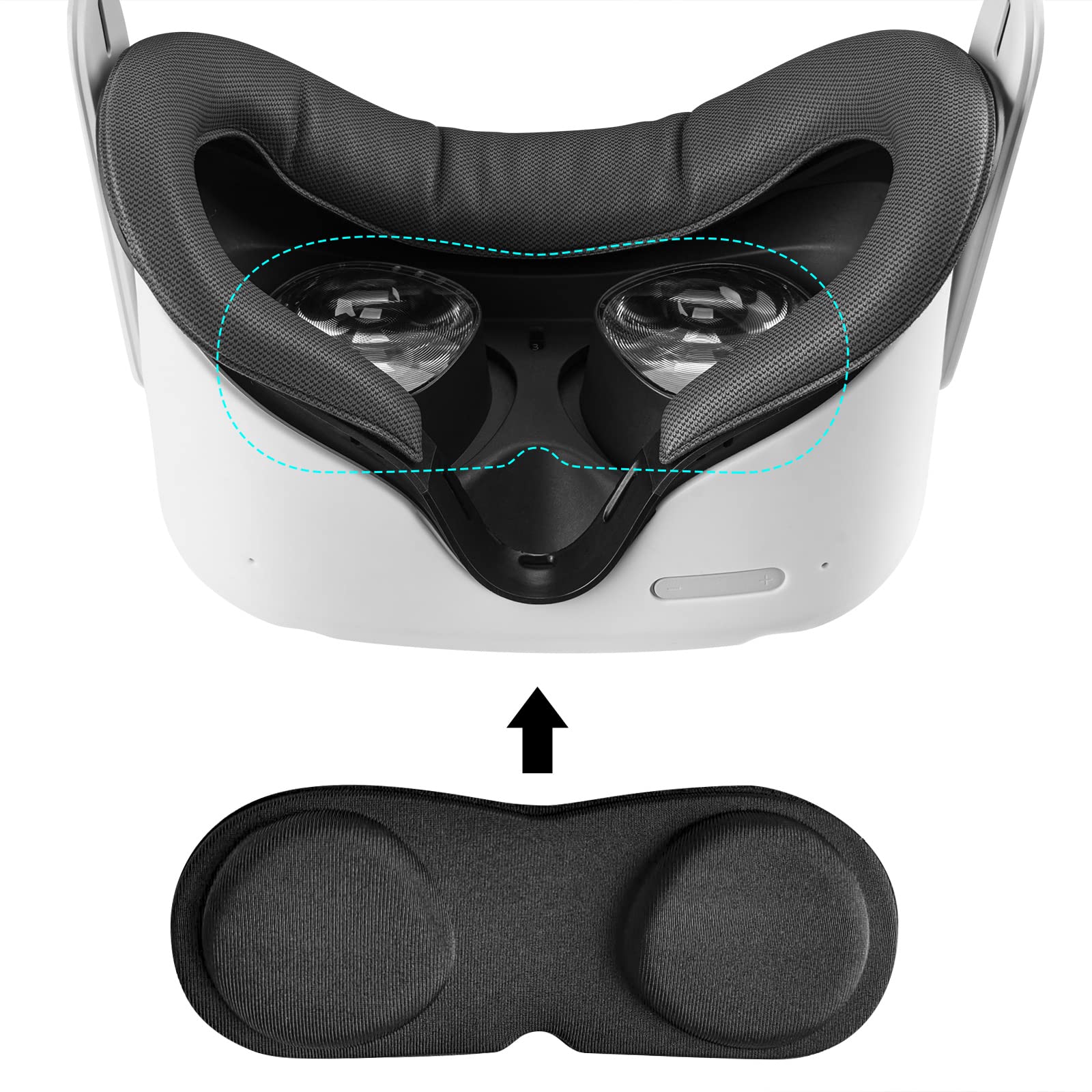Geekria VR - Funda Protectora para Oculus Quest 2, Funda de Agarre para Controlador táctil, Funda Protectora Frontal, Funda de Silicona con Funda Protectora de Lente (12 Piezas, Blanco)