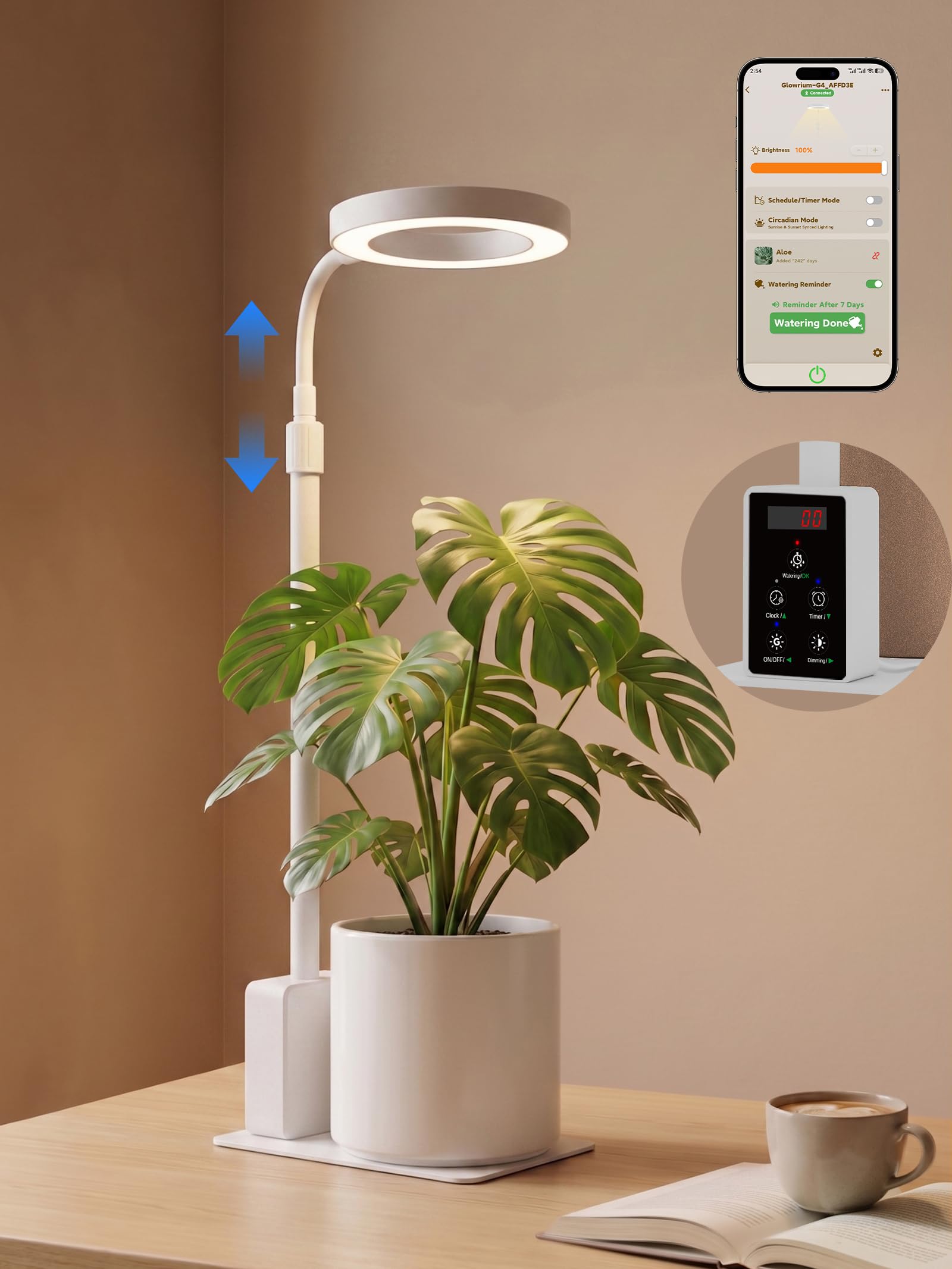 GLOWRIUM Smart Desktop Grow Light for Indoor Plants, Full Spectrum LED