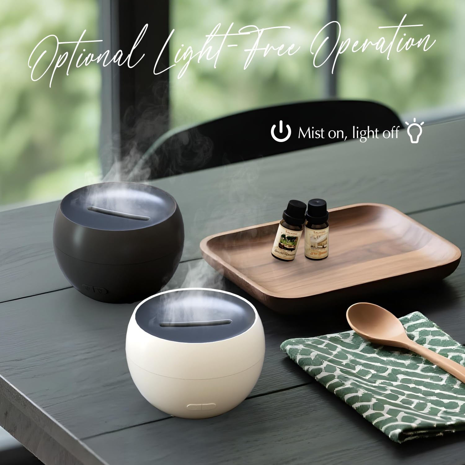 SALKING Difusor de Aceites Esenciales(Paquete de 2), Humidificador Ultrasonicos Flame 150ml para Aromaterapia, Función de Apagado Automático, Diseño Compacto para Casa, Dormitorio (Blanco y Negro)