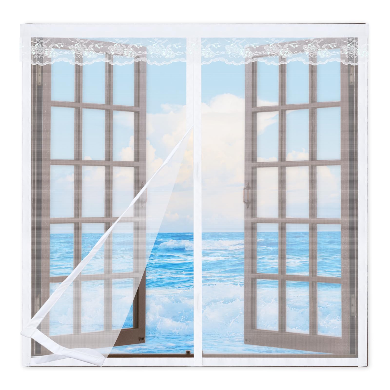 Magnetic Window Fly Screen Net 60x80cm,Magnetic Screen Window with Self-Adhesive Tape,Magnetic Mosquito Net for Windows,Easy Installation Fits Any Size Fly Screen Nets for Windows,White