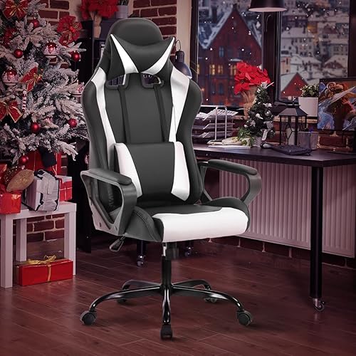 Miniatura 2 de Silla de juegos de respaldo alto silla ergonómica de videojuegos silla de computadora reclinable de altura ajustable con soporte lumbar reposabrazos