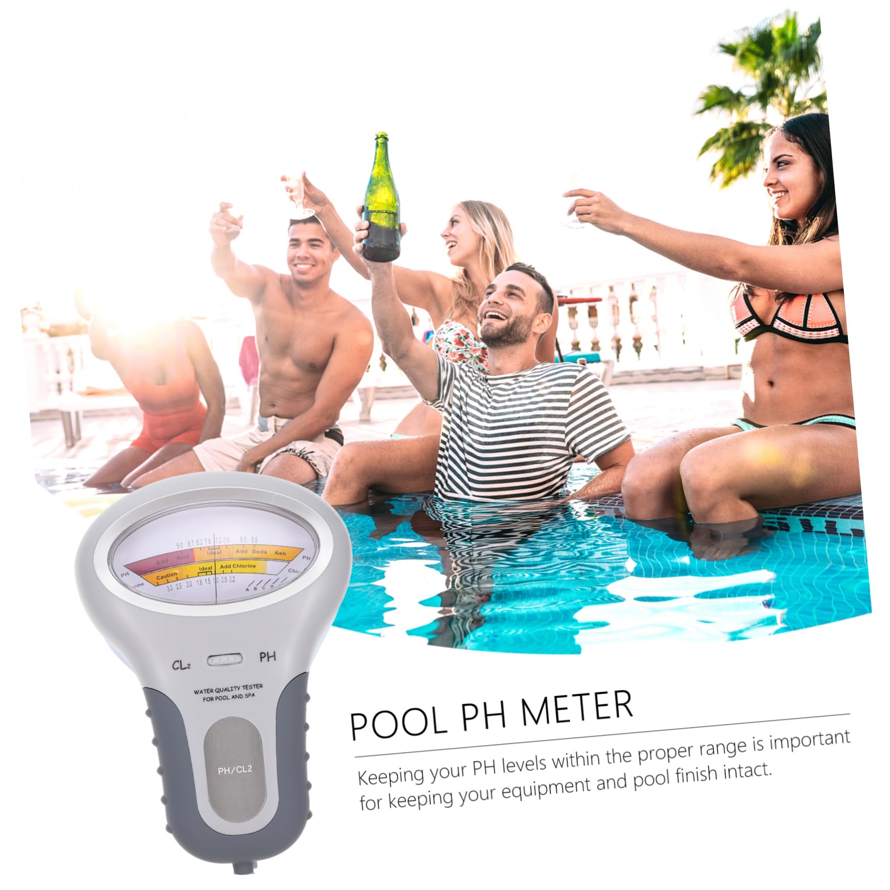 Lot De 4 Testeurs De Ph Pour Piscine En Abs Grand Écran Facile À Utiliser
