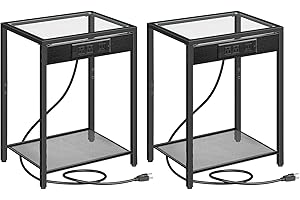 Best Glass End Tables Set of 2: Modern End Table with Charging Station