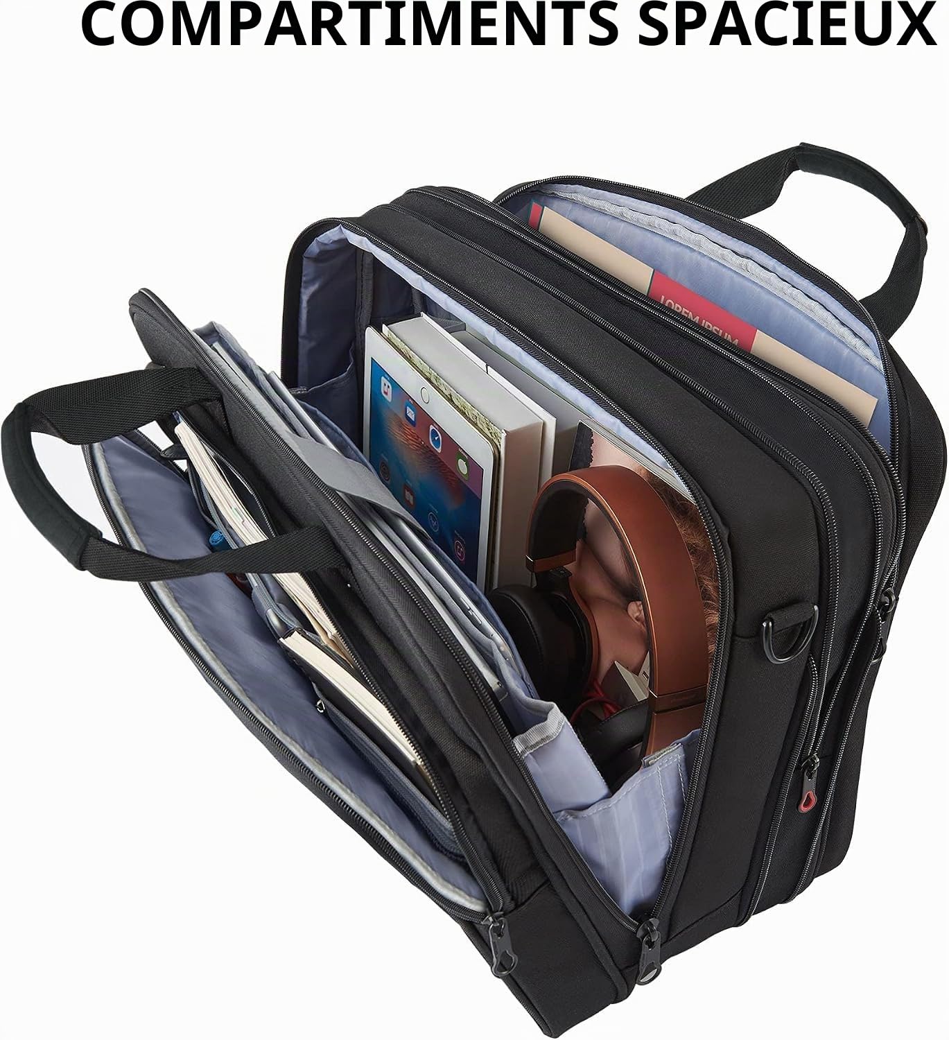 KROSER 18" Sac à main Bandoulière pour Ordinateur Portable Porte-documents Élégant pour Ordinateur jusqu'à 17,3" Extensible Imperméable avec Poches RFID pour Hommes