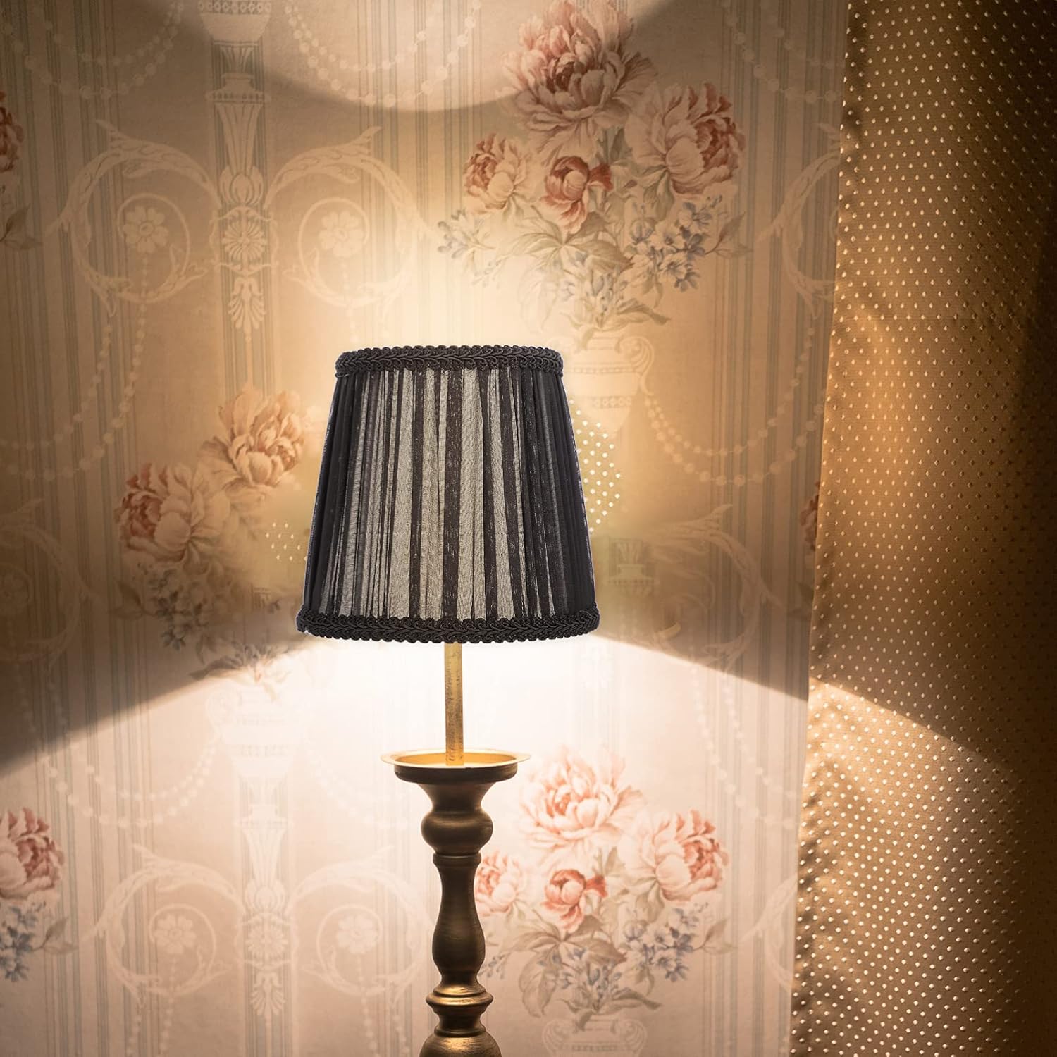 Uonlytech E14 Cloth Lampshade Handmade Fabric Cover for Meson Type Lamp 5.90X4.33X5.51 Inch Decorative Wall Lamp Shade for Living Room and Dining Room Lighting