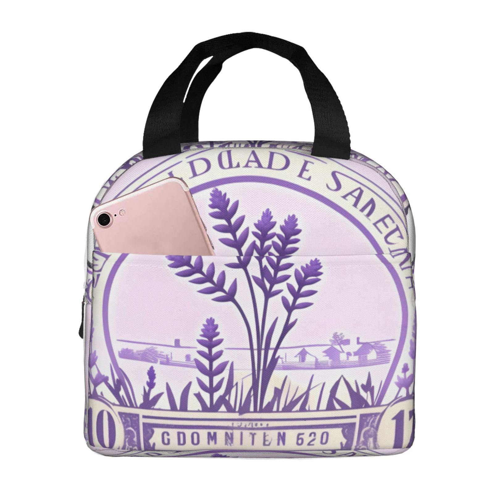 Borsa termica per il pranzo con timbro di lavanda, riutilizzabile, borsa termica per il pranzo, borsa per il pranzo, per donne, picnic, ufficio, lavoro