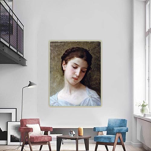 Miniatura 4 de William Bouguereau "Retrato de niña" impresión en lienzo, Cuadrode arte de pared para la decoración del hogar de la sala de estar 27.6x33.5 in sin
