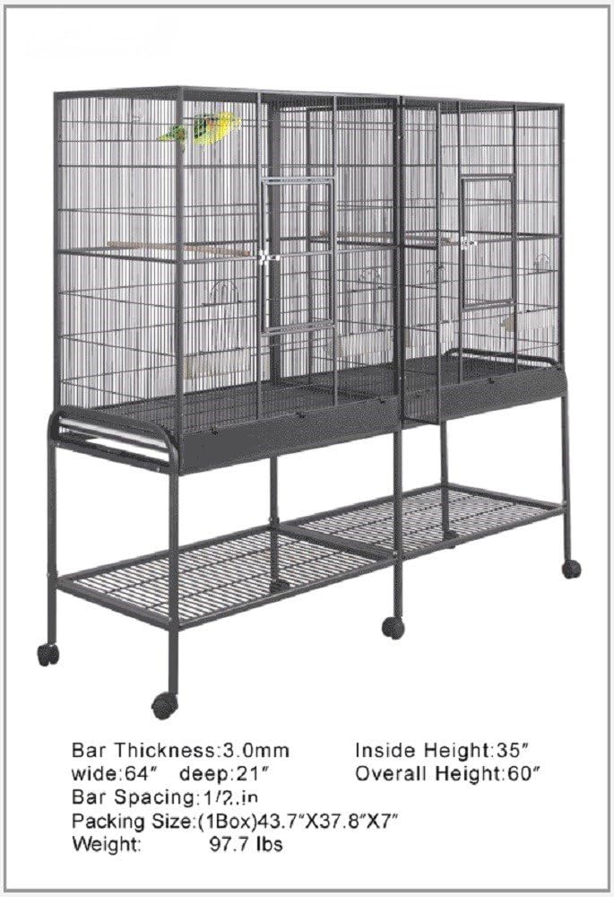 Hq 16421bk Side by Side Double Aviary- Black
