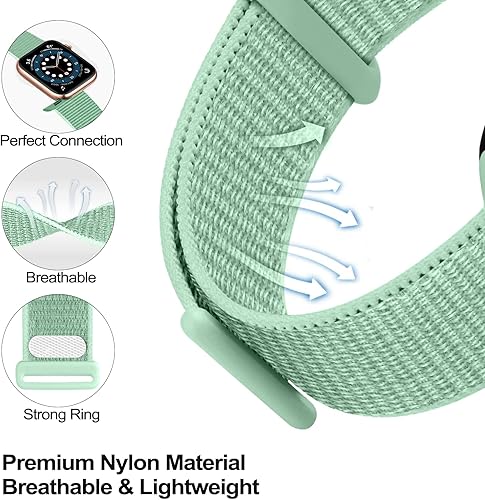 Vista 13 de 4 Pack Nylon Sport Band Compatible with Apple Watch Band 42mm 44mm 45mm 49mm Women Men, Adjustable Stretchy Solo Loop Strap for iWatch Series