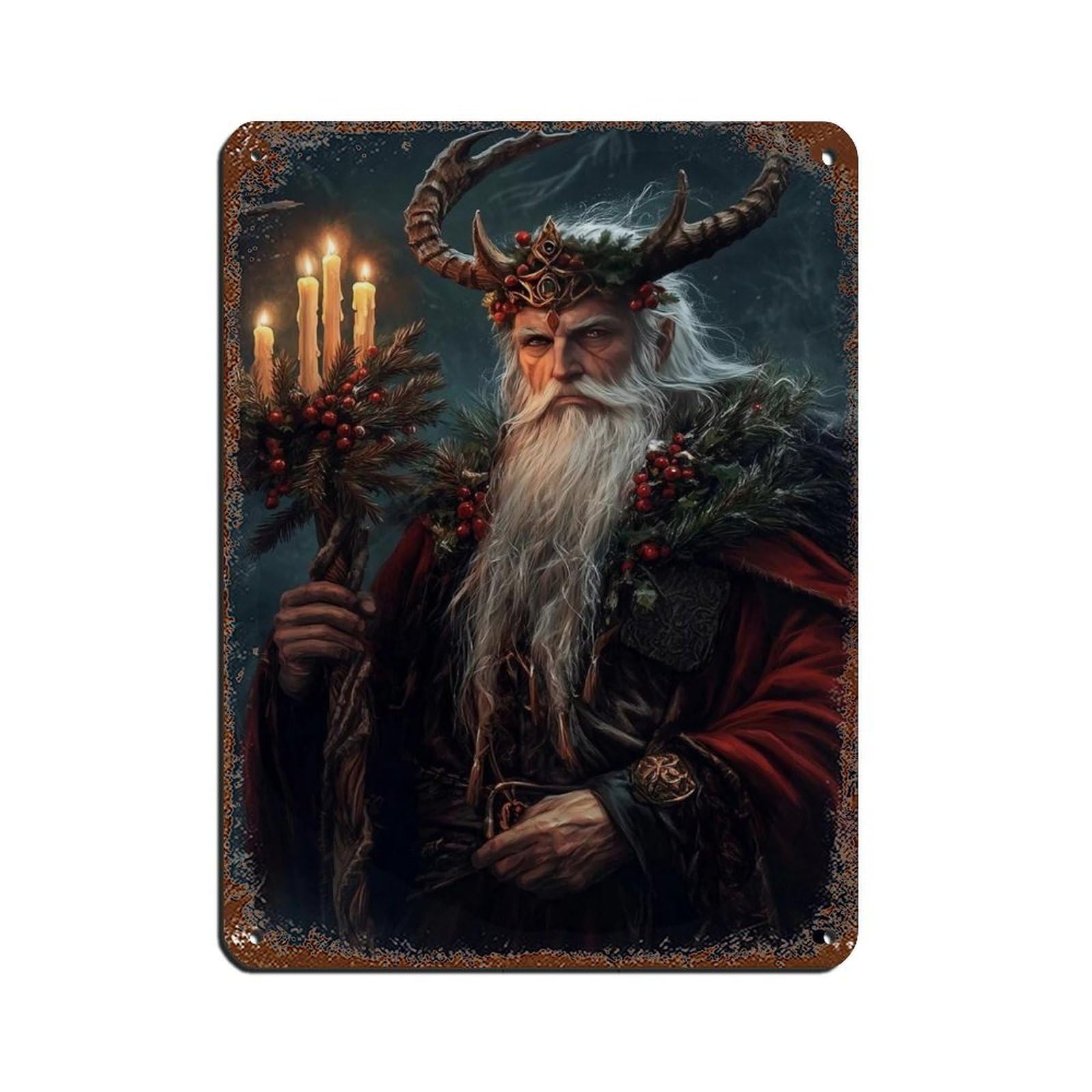 Pagan Yule Art, Folklore,Norse,Mytholgy,Yuletide Tin Sign Vintage Metal Pub Club Cafe Bar Home Wall Art Decoration Poster Retro 12x16inch(30x40cm)