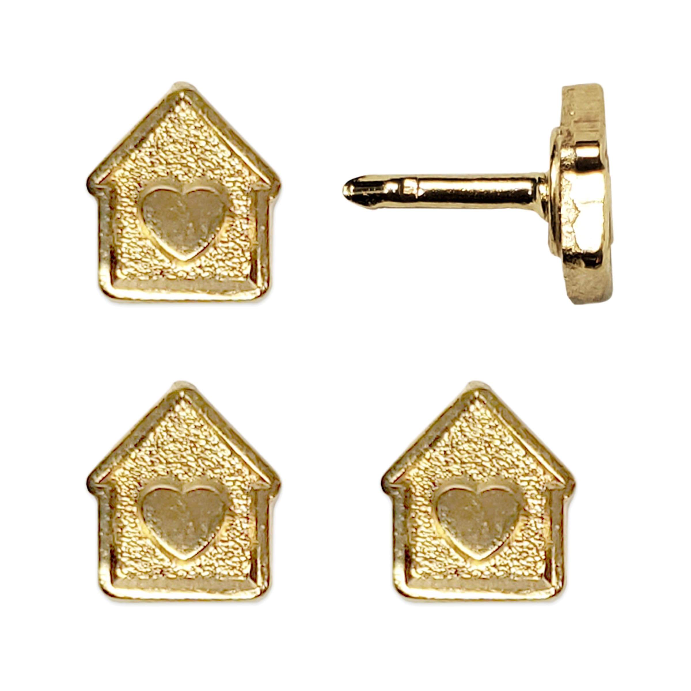 Mini House Push Pins - Gold House Pins - for Cork Board, Maps, or Lapel Pin Use - Designed in USA - Set of 4