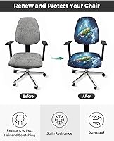 Vista 2 de LiDU Funda para silla de oficina de tortuga marina, fundas elásticas giratorias para respaldo de silla de computadora, fundas elásticas para sillas