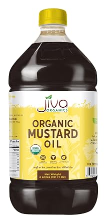 Jiva Organics Organic Mustard Oil 3/4 Gallon Huge Bottle 101 Fl Oz - Non-GMO, Premium, Cold Pressed 3 Litre