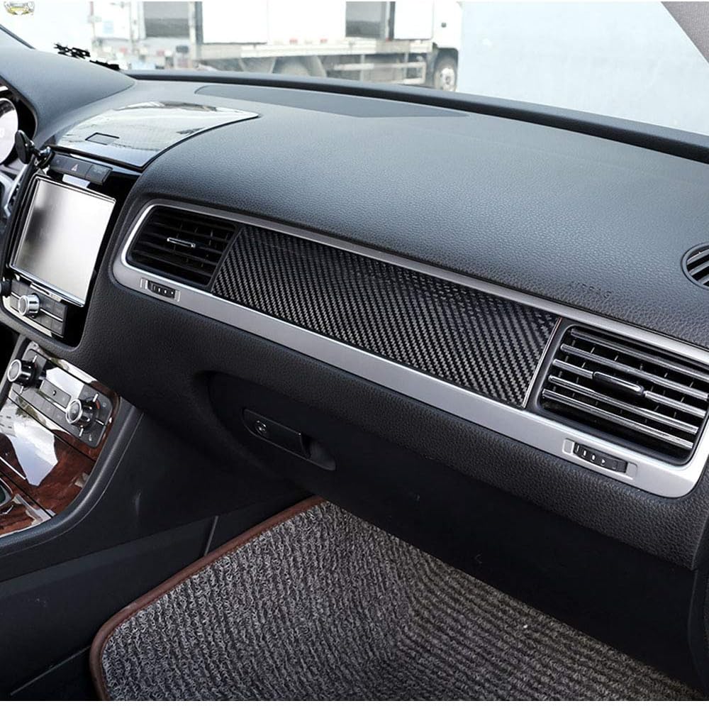 YIWANG Real Carbon Fiber Car Passenger Side Box Decoration Cover Trim for Volkswagen Touareg 2011-2018 Accessories