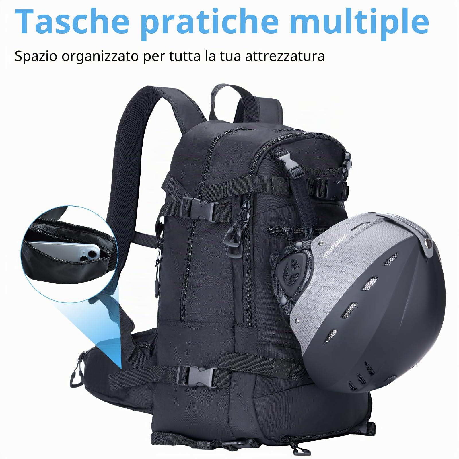 AUMTISC Zaino da sci, zaino snowboard da 25 L, zaino da bere per sci, snowboard, escursionismo, viaggi