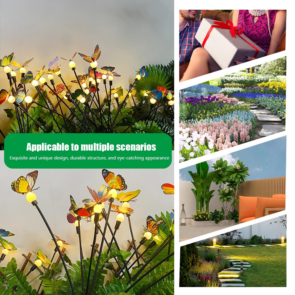 Luci Solari Da Giardino A Farfalla | Confezione Da 2 Con 34 Farfalle E 44 LED | Accensione Automatica | Impermeabile IP65 - 2