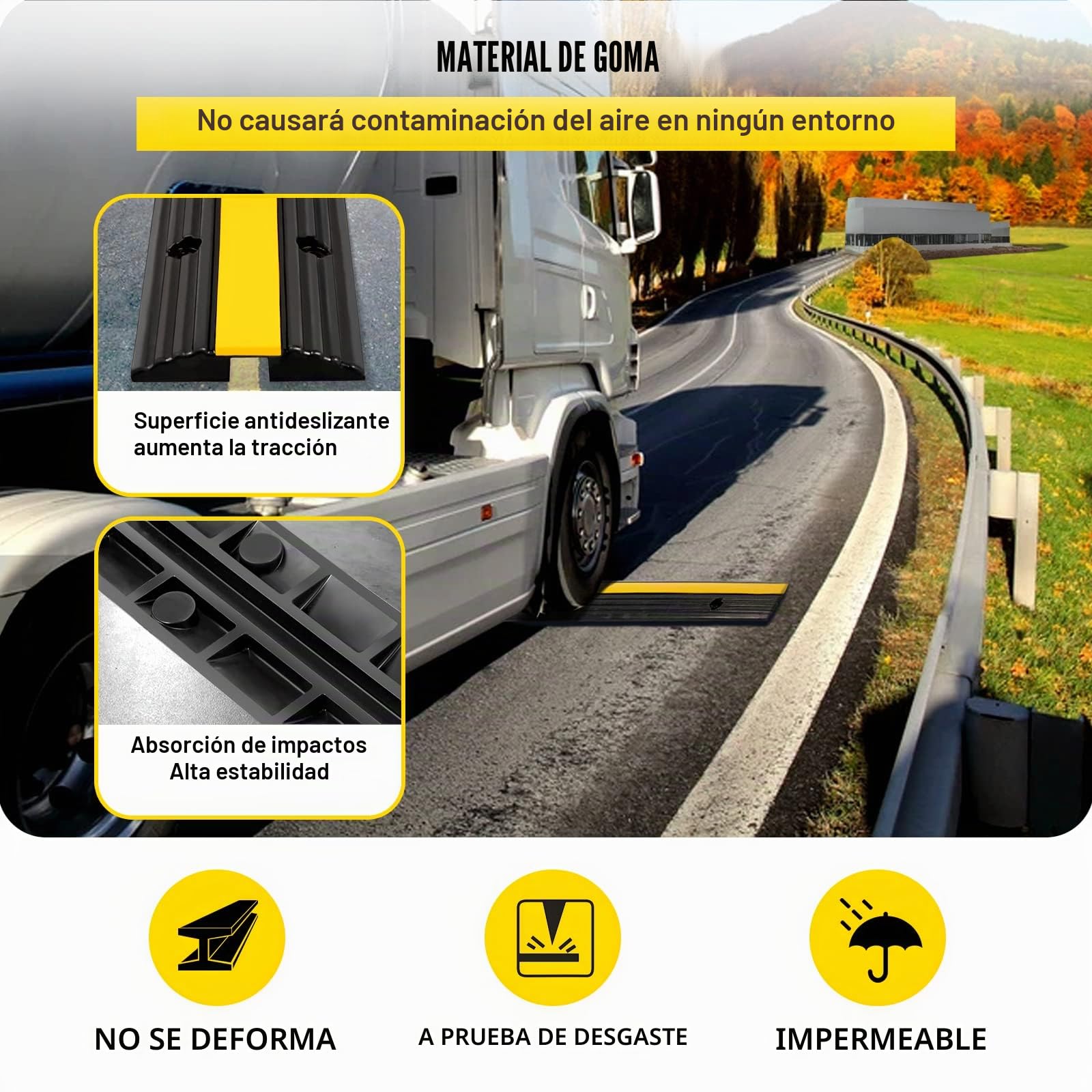 VEVOR Protector de Cables para Suelo Carga de 8164 kg Pasacables Suelo 102 x 15,5 x 3 cm Canaleta Cables Suelo el Reductor de Velocidad para Protección de Cables Eléctricos