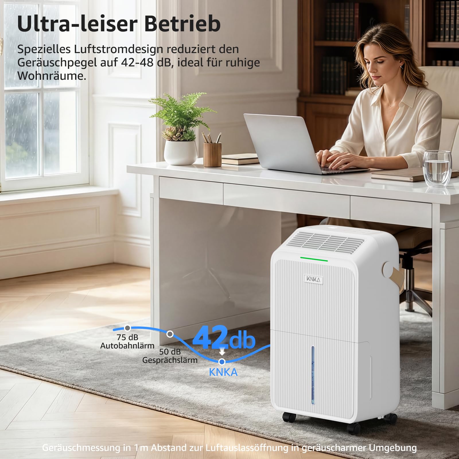 KNKA Luftentfeuchter, 16 L/T, Energiesparender Entfeuchter, Leiser Raumentfeuchter, 3,3 L Wassertank, Schlafmodus, LED-Feuchtigkeitsanzeige in Echtzeit, 100 m³ (35 m²), für Waschküche, Wohnung, Keller