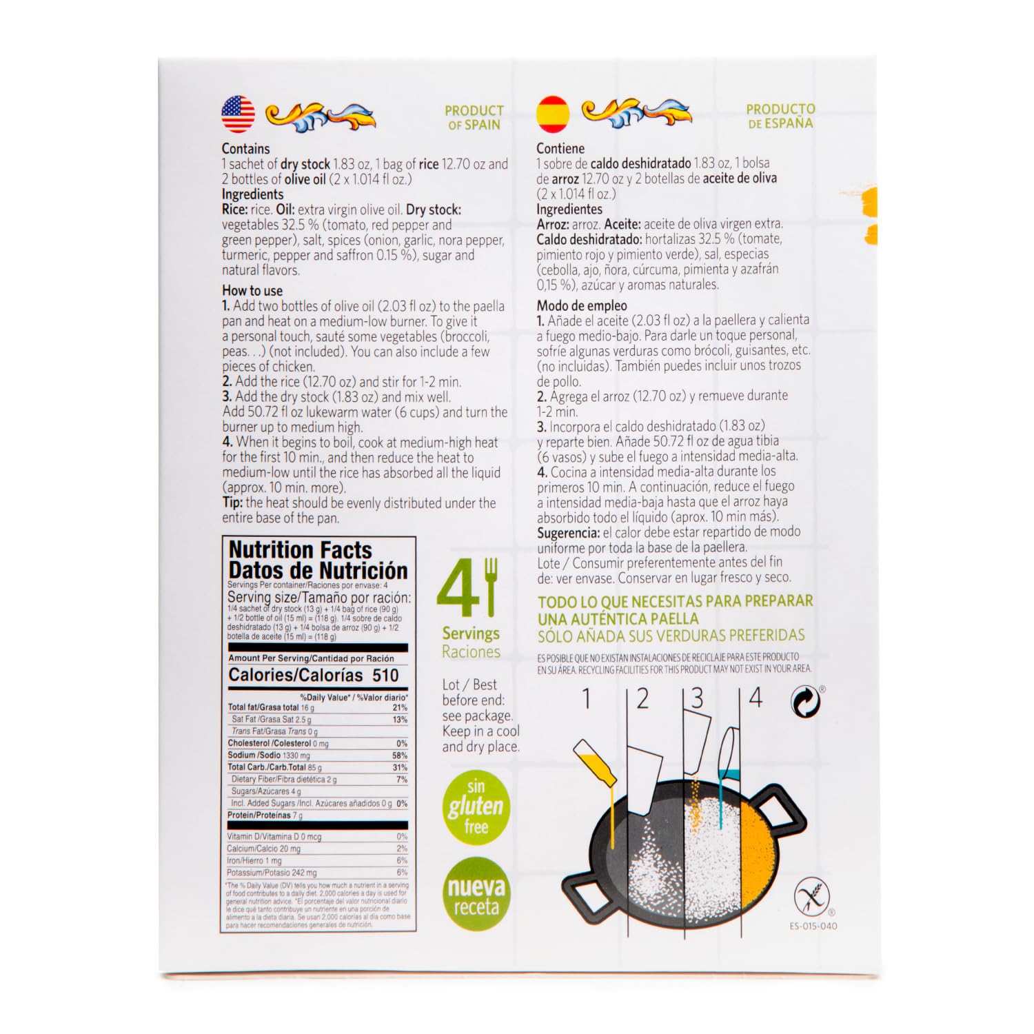 Carmencita - Paella Kit Verduras, Paellera 26 cm | Preparado para paella | Incluye Paellera e ingredientes paella de verduras, SIN GLUTEN | 4 Raciones | Incluye paellera apta para todos los fuegos
