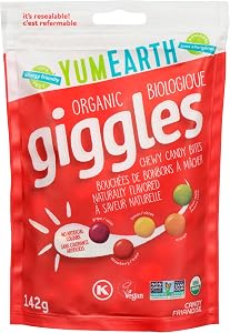 YumEarth Organic Giggles Chewy Candy Bites - No Artificial Colors, Allergy Friendly, Gluten Free, Non-GMO, Vegan, 142g