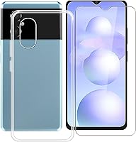 Vista 1 de Funda para Xiaomi Poco M4 5G (6.58 ") con 1 X Protector de pantalla de vidrio templado, Carcasa de parachoques de TPU transparente delgada, Silicona