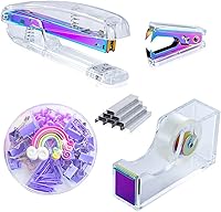 Vista 1 de Juego de grapadoras acrílicas de escritorio y kit de decoración para regalo, grapadora transparente con 1000 grapas y removedor de grapas